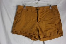 Old Navy Shorts Orange Brown Tan Flat Front Mid Rise Everyday Women's 12