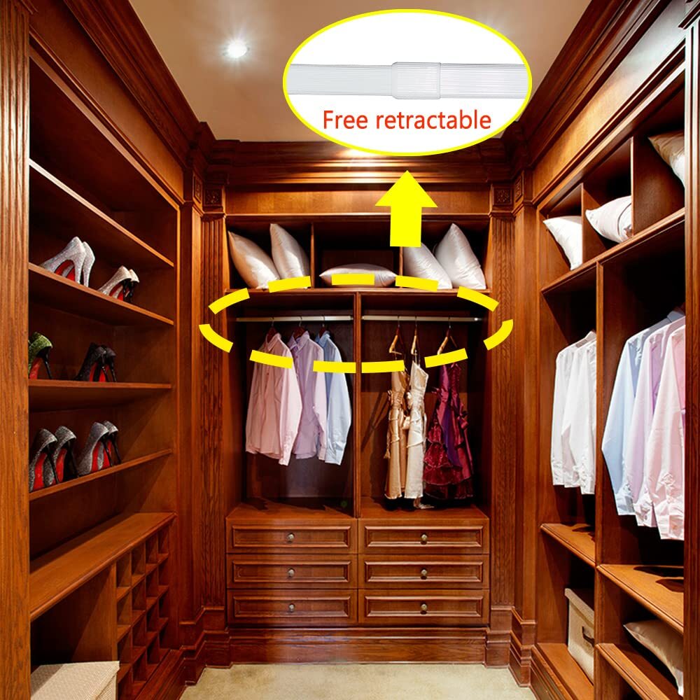 18 to 26 Inch Adjustable Closet Rod Oval Closet Rod Wall Mounted Hanging Rod ...