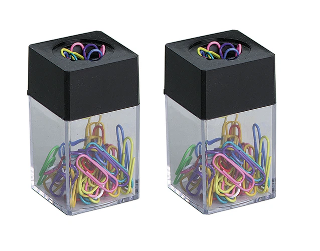 2 x Büroklammern Spender Alco magnetisch mit 30 bunten Büroklammern