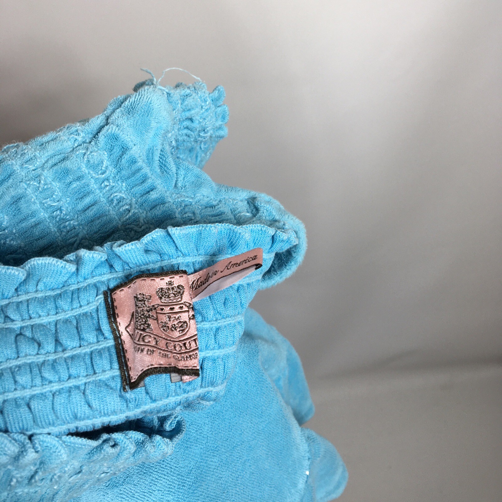 Juicy Couture Rare VTG Y2K Babydoll Baby Blue Puff Sleeve Terry Dress Smocked S image 5