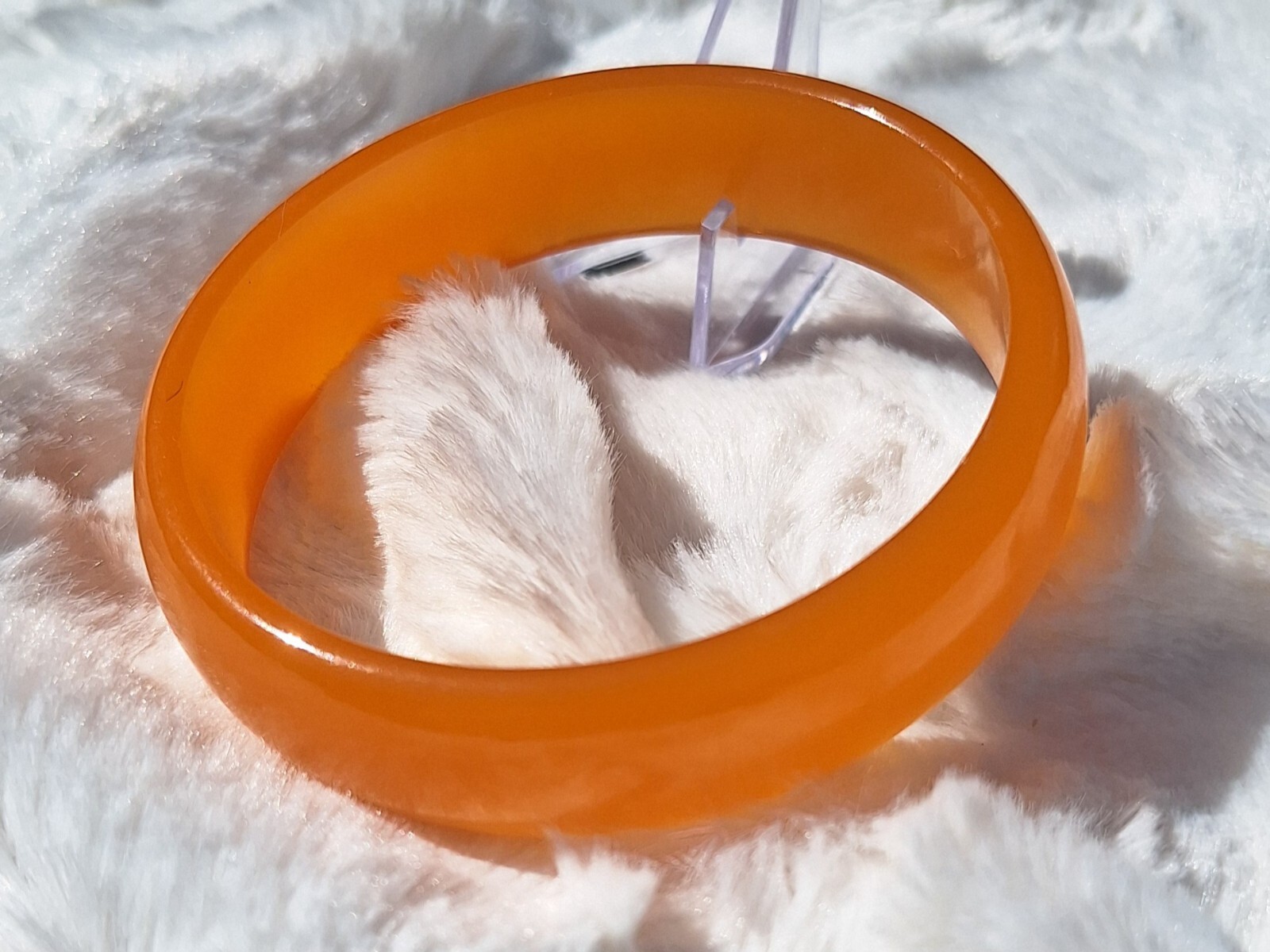 Chunky Translucent Tangerine Orange Bakelite Art … - image 9