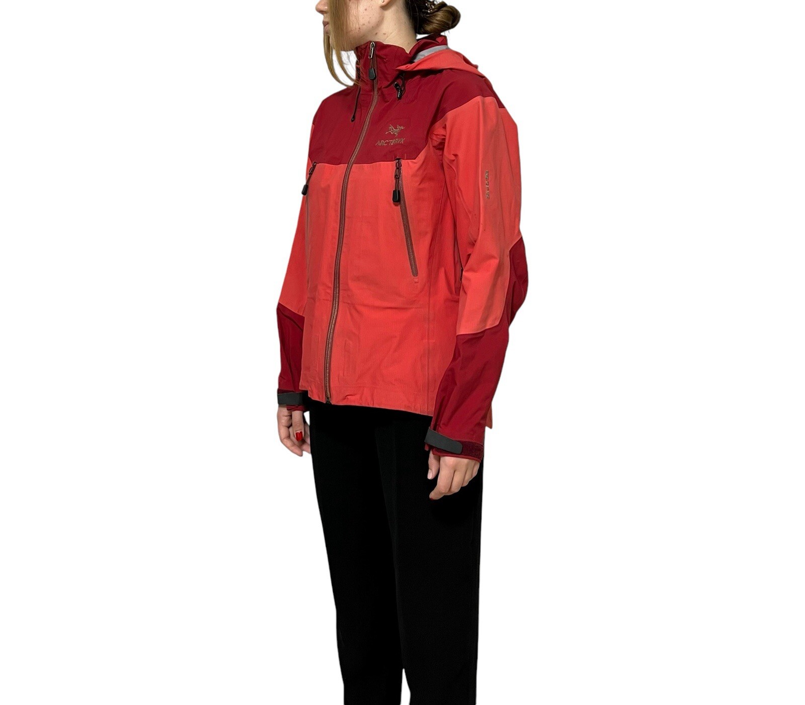 ARC'TERYX Giacca donna vintage Arcteryx Gore Tex XCR con cappuccio e zip intera cappotto rosso taglia M