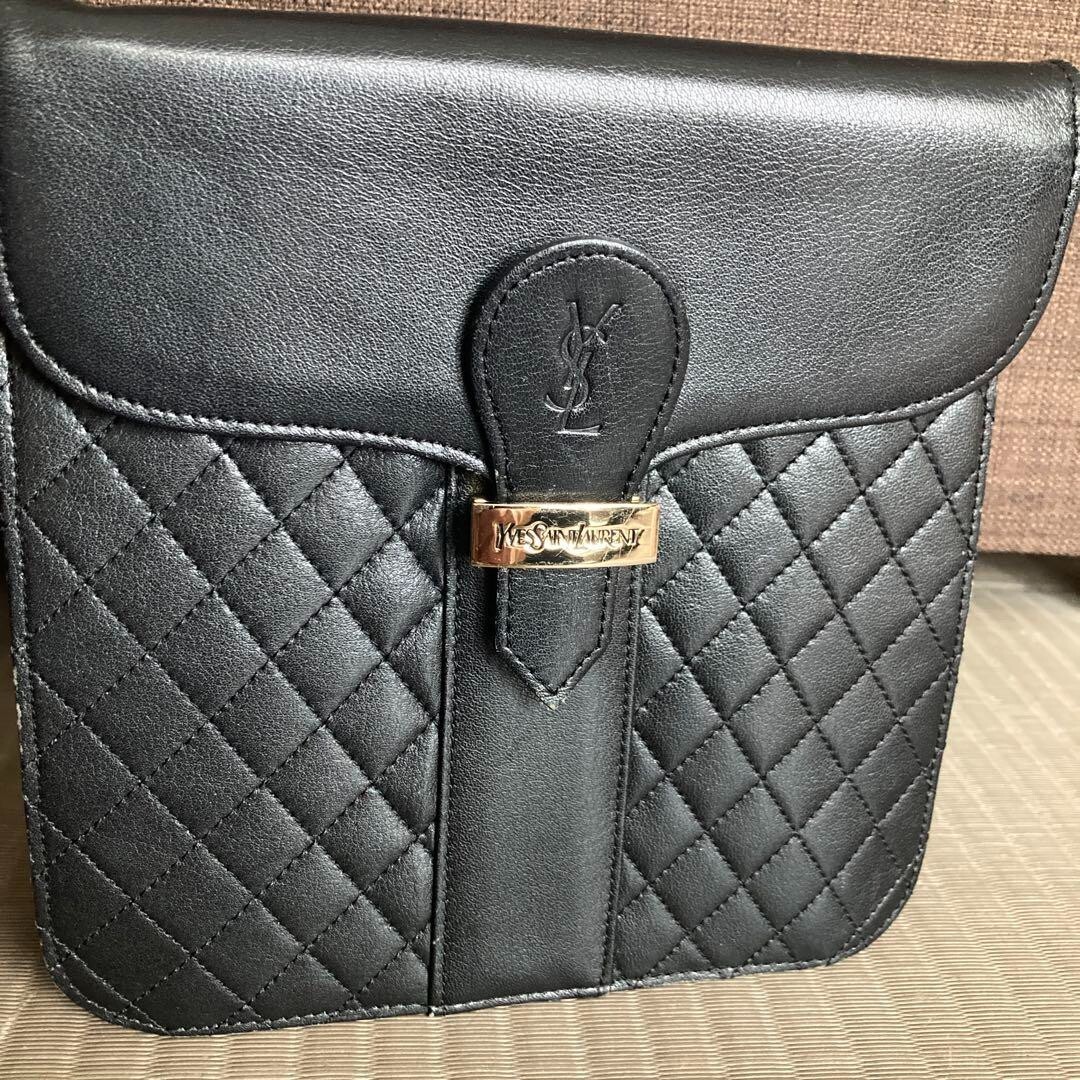 YSL Yves Saint Laurent Black Leather Quilted Shoulder Crossbody Bag Pre-Owned