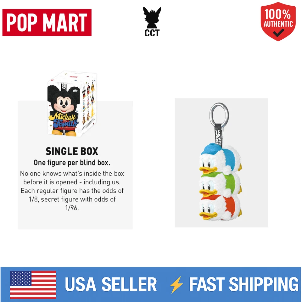 *EE. UU.*AUTÉNTICO POP MART Disney Mickey Family Lindo Llavero Juntos Caja Ciega Foto 2 de 4