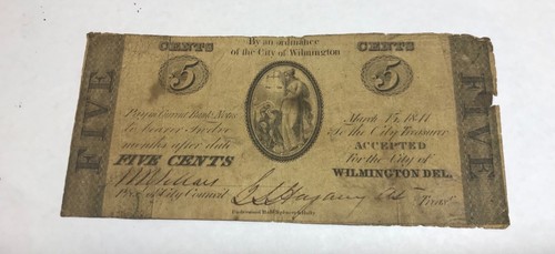 Wilmington Delaware , City of Wilmington ,5c , 1841, Fine details