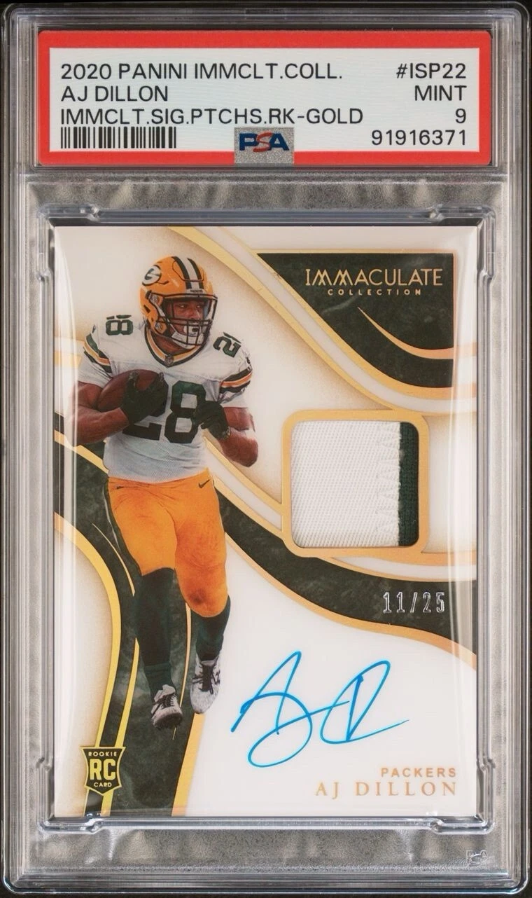 AJ Dillon Panini Immaculate Collection Immaculate Signature Patches Rookie #ISP22 Gold