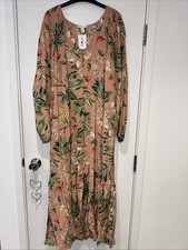 H&M Long Sleeved Floral Maxi Summer Beach Dress In Size L Brand New & Tagged BN