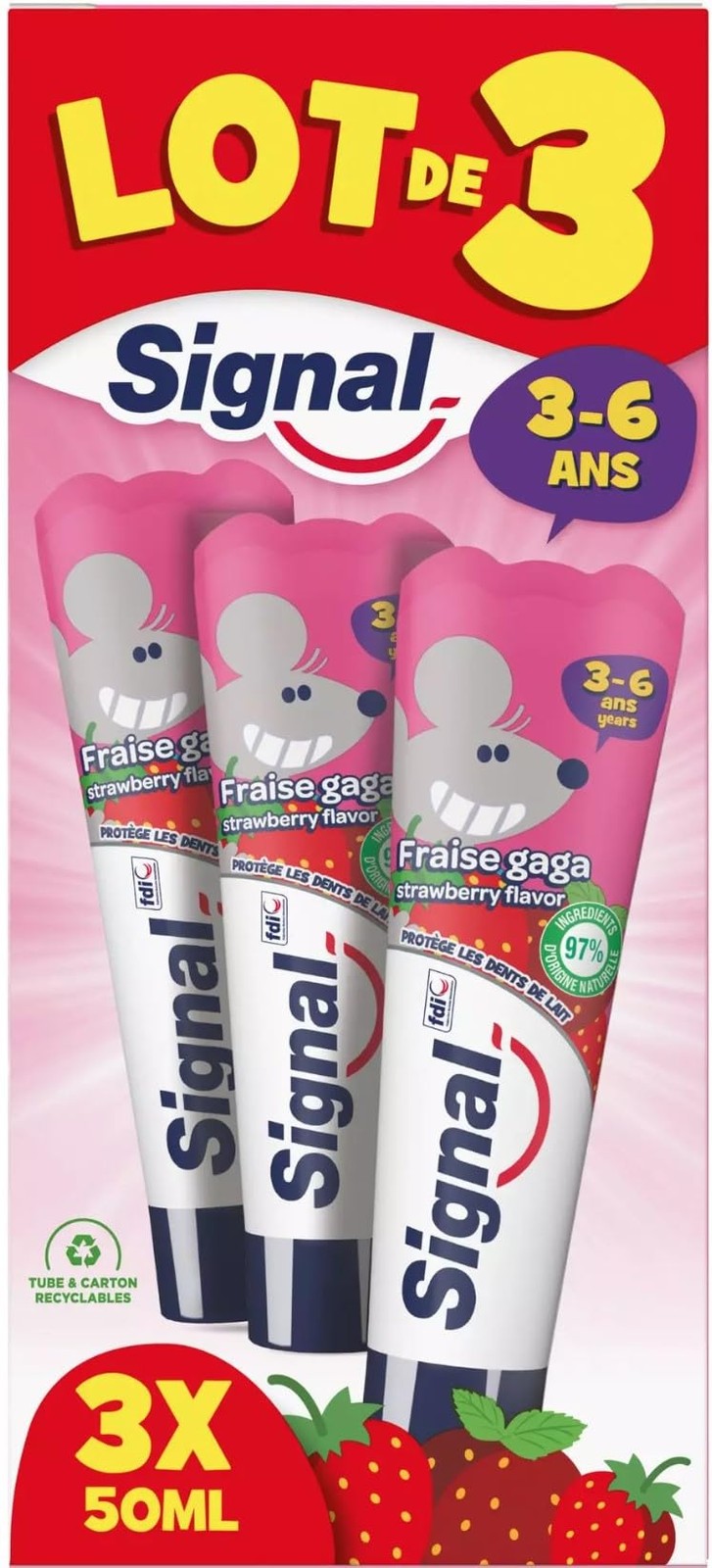 Dentifrice enfant fraise 3-6 ans en lot de 3 flacons de 50ml
