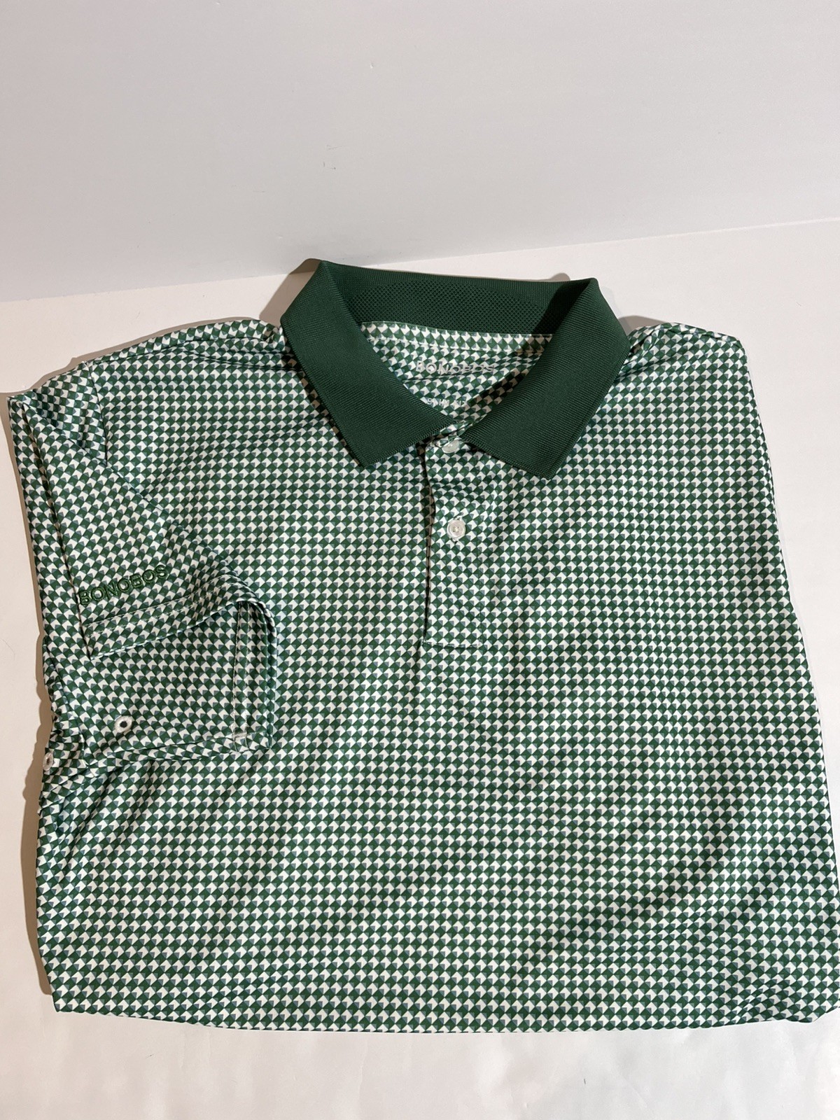 Bonobos Shirt Golf Polo Men's Size L Slim Fit Geometric AOP Rugby Performance