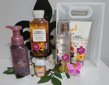 Rare Bath Body Works Honey Wildflower 6pc Set with gift bag pocketbac holder