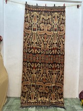 Antique Beautiful Indonesian Ikat Technique Textile Cloth Wall Hanging 238x101Cm