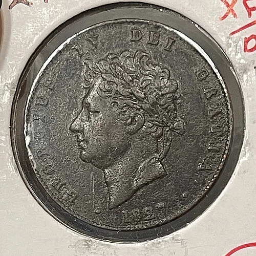 ☆1827 イギリス 1/2ペニー銅貨 ジョージ4世 PCGS AU58 【公式通販】