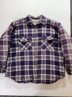 Vtg Northwest Territory Sherpa Lined Flannel Jacket Purple Plaid Warm  Shacket XL