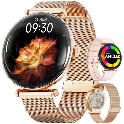 Uhren für mit Android iPhone [Anrufe/Metall dünnes Gehäuse], 1,43'' Micro-Spherical...