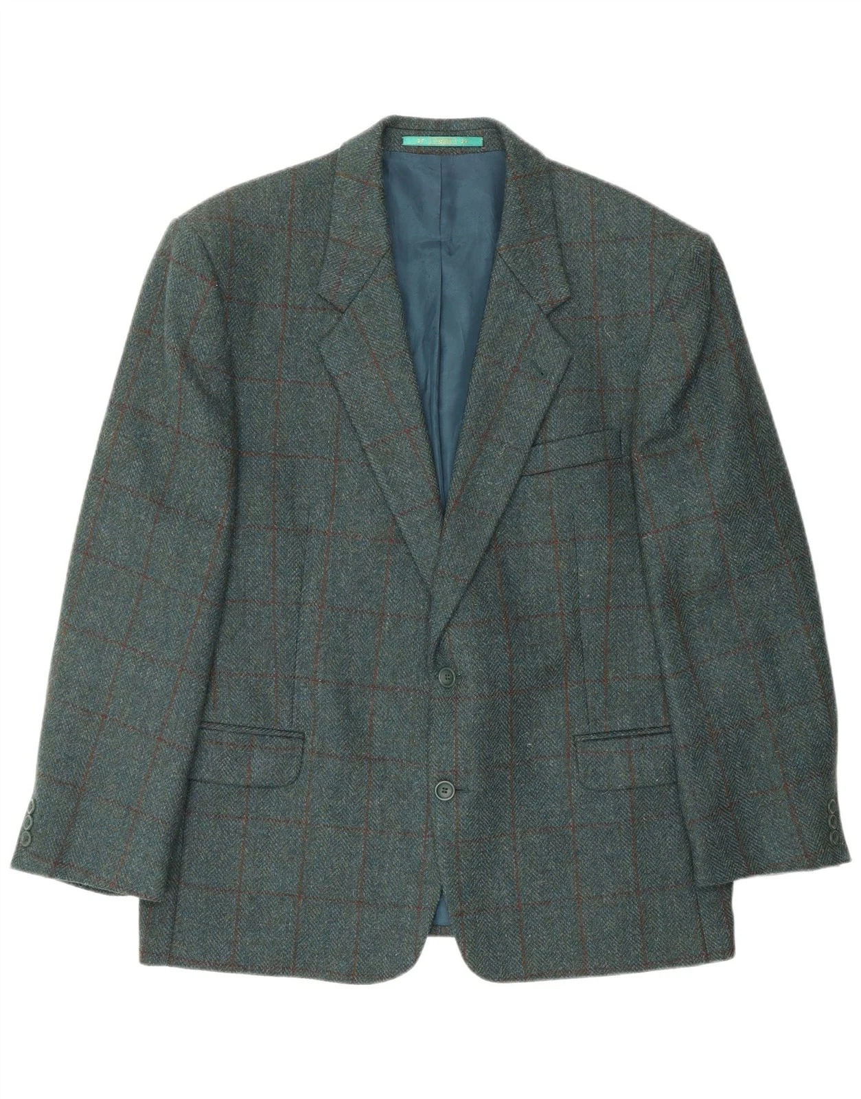 Canda Mens 2 Button Blazer Jacket UK 40 Large Blue Plaid New Wool CD01