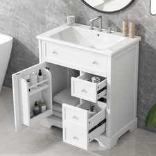 30" Bathroom Vanity with Sink Top, Bathroom Vanity Cabinet with Door and Two D