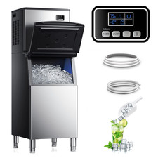 23 in. 400 lb./24H Commercial Ice Machine Full Size Cubes Freestanding in Silver