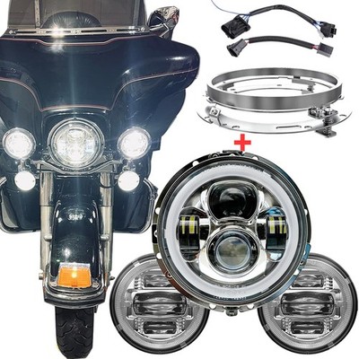 7'' LED Scheinwerfer 2*4.5'' Nebelscheinwerfer Für Harley Road King Special FLHRXS