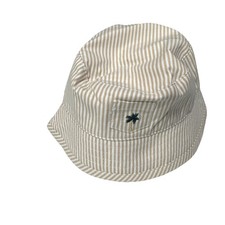Janie And Jack Bucket Sun Hat Baby 0-3 Brown Stripes Embroidered Palm Outdoor