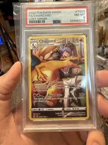 2022 POKEMON SWORD & SHIELD LOST ORIGIN #TG03 FULL ART/CHARIZARD PSA 8