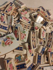8 Oz Mixed Flower Blue Broken China Plate Lot 70 Mosaic Tiles