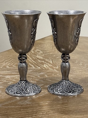 Vintage 1996 Carson Statesmetal Pewter Forevermore 7" Chalice Cup Set of 2 - Picture 4 of 13