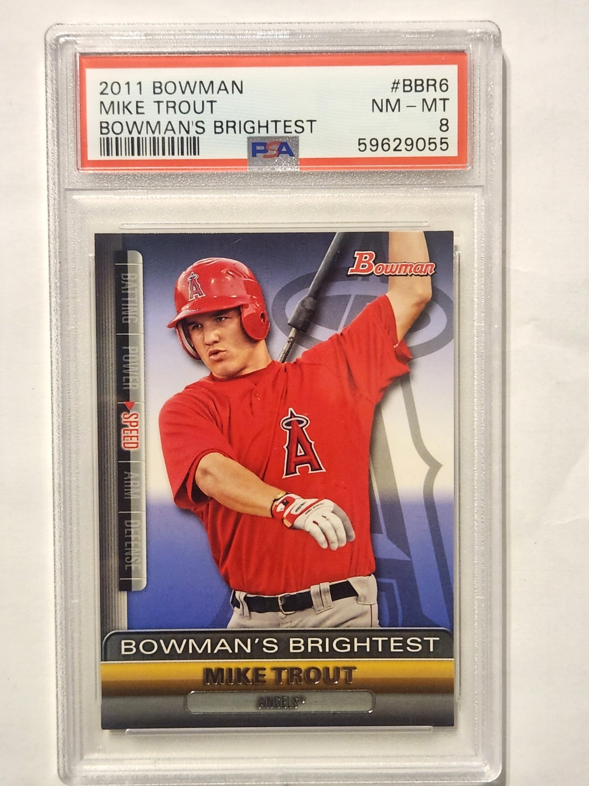 2011 Bowman Mike Trout Bowman's Brightest BBR6 PSA 8 RC