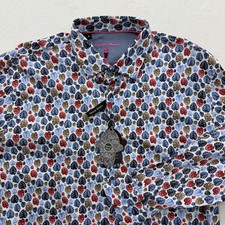 Visconti Black Mens XL Natural Stretch Leaf Print Long Sleeve Button Down Shirt