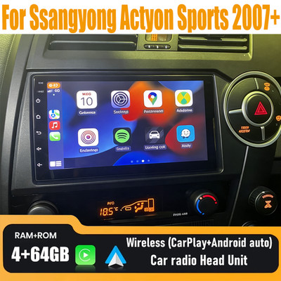 7'' Wireless Carplay Android Auto Car Radio Kit For Ssangyong Actyon Sports 2007+