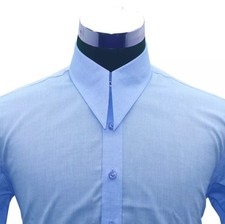 Camicia uomo stile retrò punta lancia colletto blu cotone anni 30 Goodfellas revival