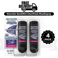 4 X Nicorette QuickMist SmartTrack 1 mg/Spray Mouthspray Cool Berry 2 x 150
