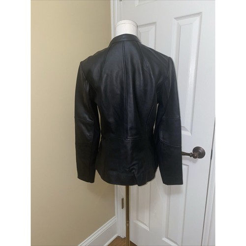 KARL LAGERFELD Giacca Bomber Paris Donna Nero Pelle di Agnello Cappotto Small S - Foto 8 di 13