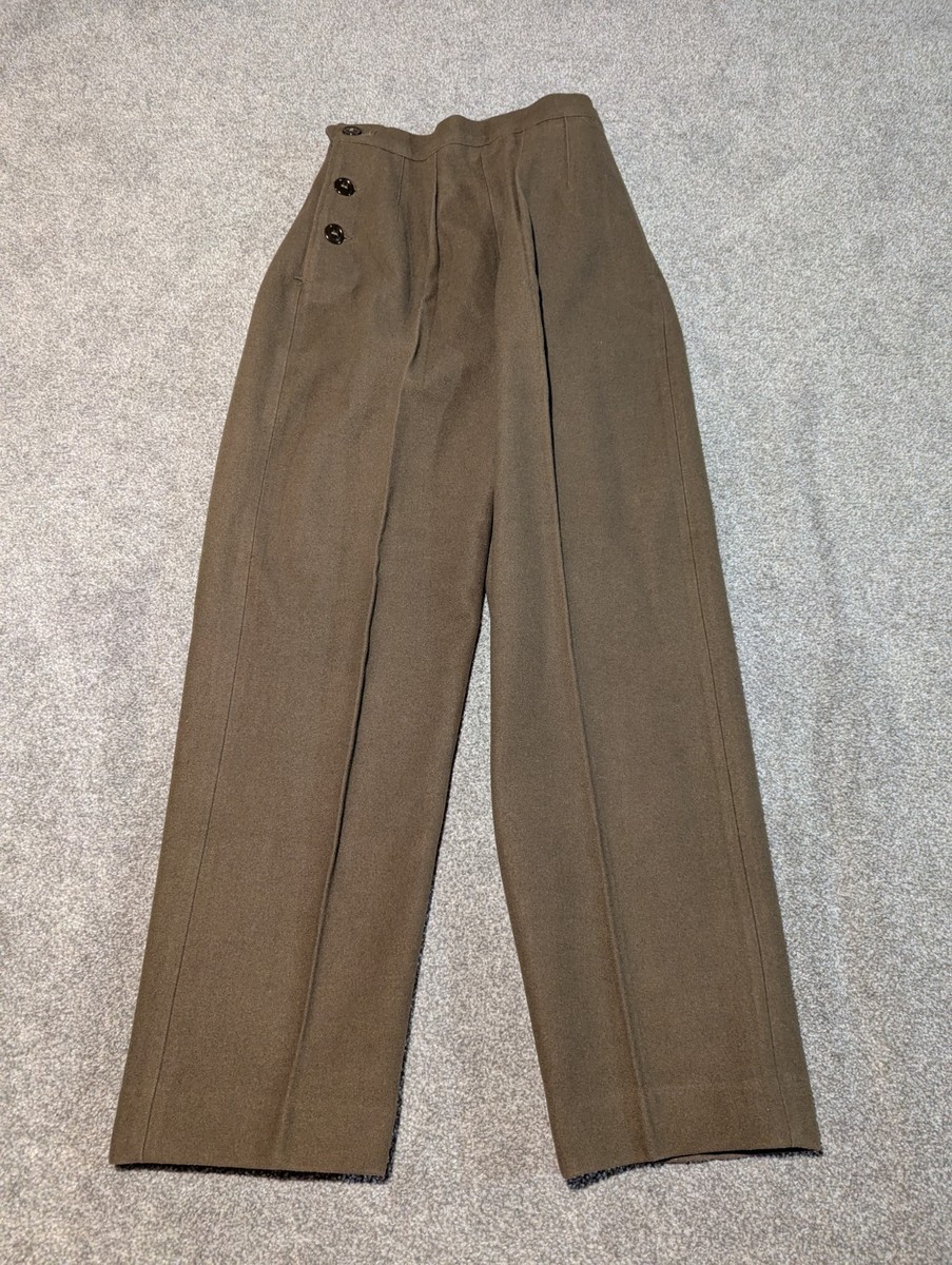 Vintage Wool Pants Womens 25x28 Green 1930s Side Button Fly Riding