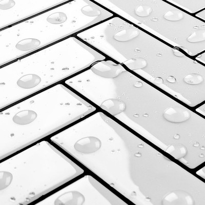 Livelynine White Herringbone Subway 4 Tiles, Tile 