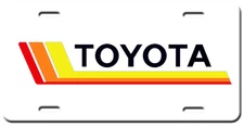 Vintage Toyota Logo on White Aluminum Vanity License Plate Tag  New
