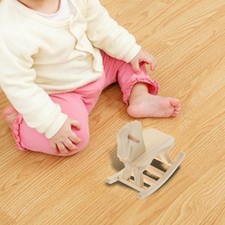 Wooden Rocking Horse Model Creative Unfinished for Office Living Room Porch