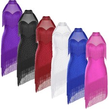 Women Dress Cocktail Costume Irregular Dancewear Sleeveless Belly Samba Dance