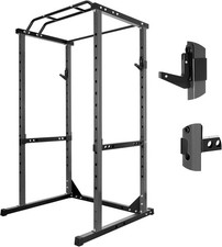 1200lb Power Cage, Black Squat Rack w/Safety Bars,Power Rack System for Home Gym