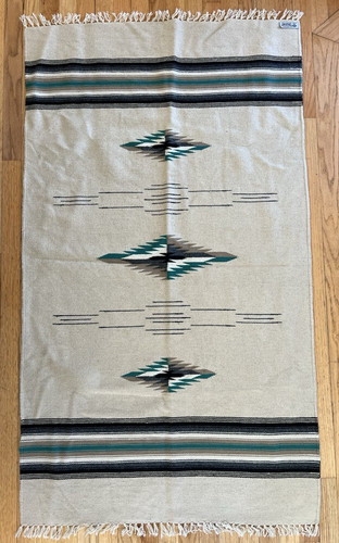 Ortega's Weaving Shop Chimayo Handmade Wool Rug Blanket 36x60" Native American
