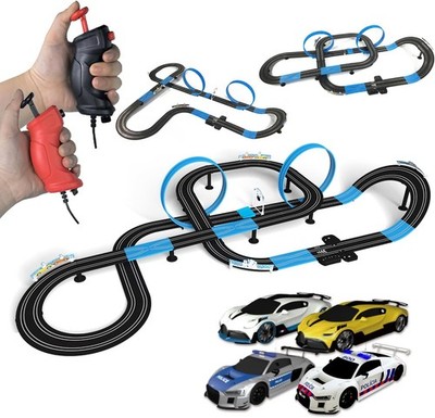 AGM MASETCH Slot Car Race Track Set 8,4 Meter Elektrisch 4 Autos LED