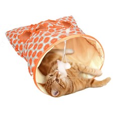 Cat Tunnel Bag, Orange, Indoor Cat Hamsters Play Tunnel Toy, Crinkle Sack Ba...