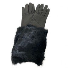 Max Mara - Black Leather Rabbit (Lapin) Women's Gloves