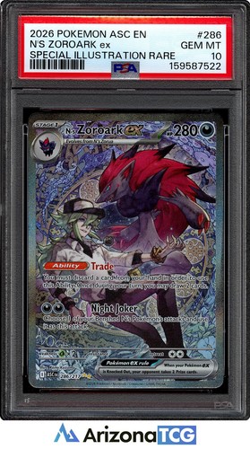 Pokemon 2026 N's Zoroark ex 286/217 SIR Ascended Heroes GEM MINT PSA 10