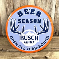 Busch Light Beer Deer Hunting Metal Tin Sig 12" Vintage Garage Man Cave Bar New