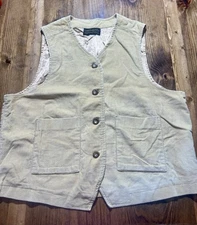 VTG Eddie Bauer Size xl Corduroy Button Down Vest Jacket lined Yellow 90's