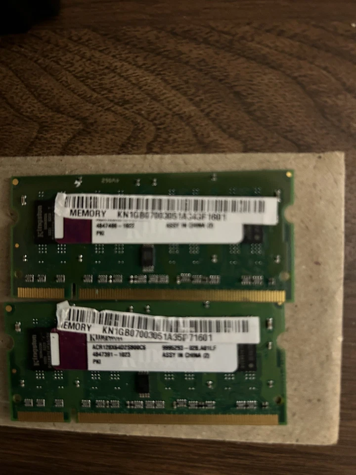 KINGSTON 2GB DDR2 PC2-6400 Laptop RAM ACR128X64D2S800C6 2 x 1gb modules - Image 3 of 3