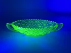 Imperial Glass DIAMOND BLOCK Uranium Green Jewel 8” Relish/Pickle Dish