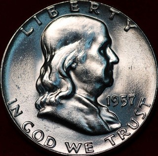 Uncirculated 1957 Philadelphia Mint Silver Franklin Half