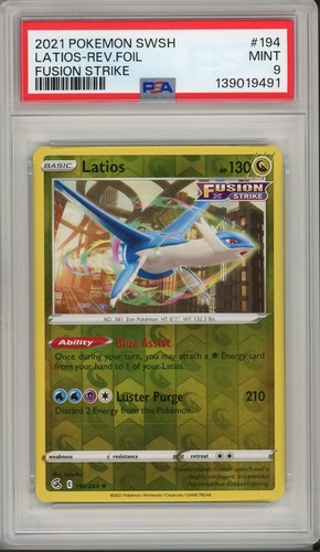 2021 Pokemon SWSH Fusion Strike Latios Reverse Foil #194 PSA 9