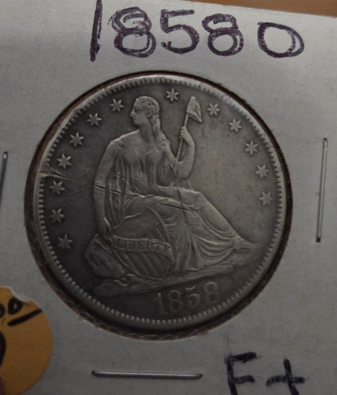 1858 O  Seated Liberty Half Dollar Silver Coin